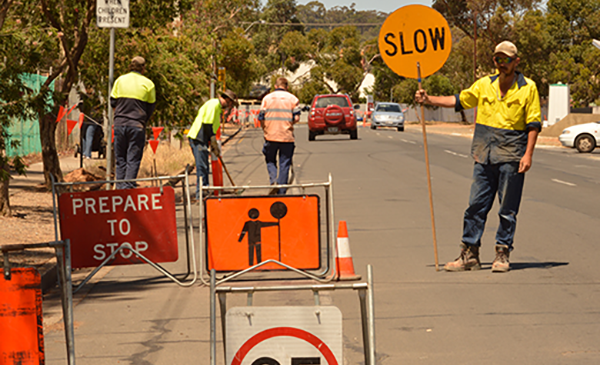 Council Worker Slow Sign